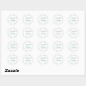 Lacy Silver Border Elegant Blauwgroen & White Wedd Ronde Sticker (Vel)