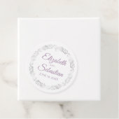 Lacy Silver Border Lavender & White Chic Weduwen Bedankjes Labels (In situ)