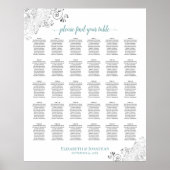 Lacy Silver en Blauwgroen 30-tafel-weddenschapstab Poster (Voorkant)