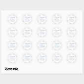 Lacy Silver Filigree Elegant Blue op White Wedding Ronde Sticker (Vel)