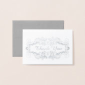 Lacy SIlver Filigree Elegant Wedding Bedankt Folie Kaarten (Voorkant met envelop)