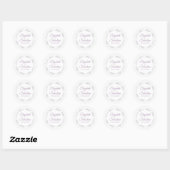 Lacy Silver Frills Elegant Lavender White Wedding Ronde Sticker (Vel)