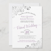 Lacy Silver Lavender & White Virtual Wedding Kaart (Voorkant)