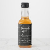 Lacy Silver op Black Wedding Bedankt Mini Likeurfles Etiket (Voorkant)