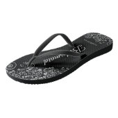Lacy Silver op zwart Elegant bruidsmeisje bruiloft Teenslippers (Schuin)