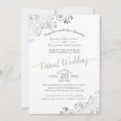 Lacy Silver Sage Green & White Virtual Wedding Kaart (Voorkant)
