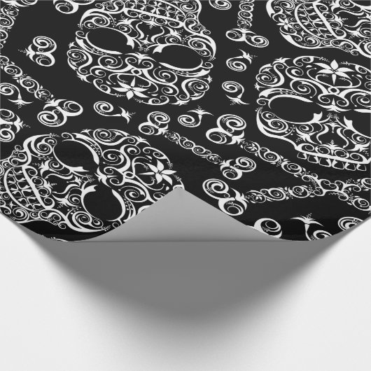 Lacy Skull & Botten Pattern Wrapping Paper I Cadeaupapier (Hoek)