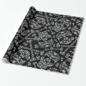 Lacy Skull & Botten Pattern Wrapping Paper I Cadeaupapier (Uitgerold)
