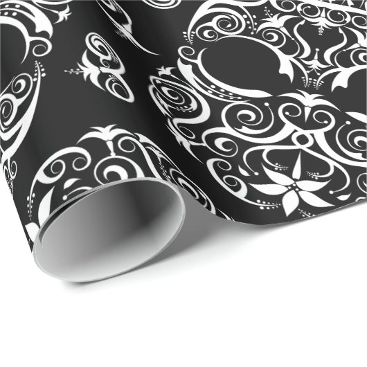 Lacy Skull & Botten Pattern Wrapping Paper I Cadeaupapier (Rol Hoek)