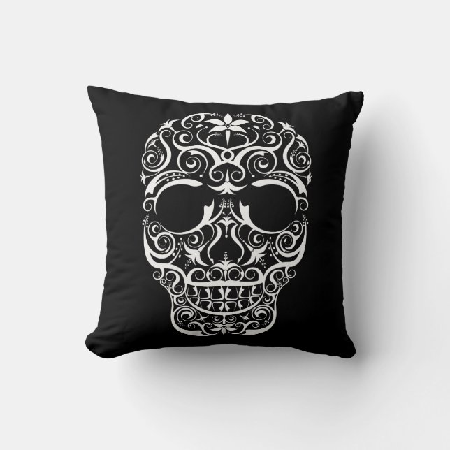 Lacy Stylied Skull Pillow Kussen (Voorkant)