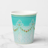 Lacy Swags Bow Knots Roos Garlands Bloemenbruiloft Papieren Bekers (Voorkant)