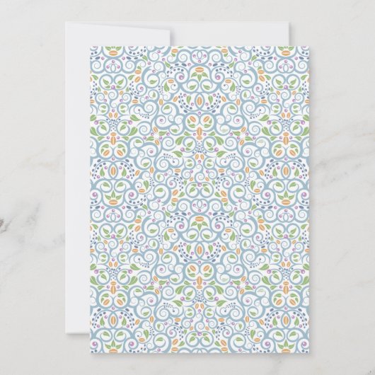 Lacy Teacup Baby shower Blue Tea Party Uitnodiging (Achterkant)