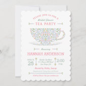 Lacy Teacup Vrijgezellenfeest Tea Party Invitation Kaart (Voorkant)