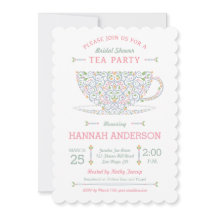 Lacy Teacup Vrijgezellenfeest Tea Party Invitation