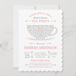 Lacy Teacup Vrijgezellenfeest Tea Party Invitation Kaart