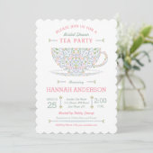 Lacy Teacup Vrijgezellenfeest Tea Party Invitation Kaart (Staand voorkant)