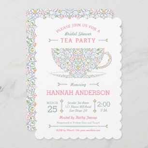 Lacy Teacup Vrijgezellenfeest Tea Party Invitation Kaart