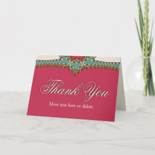 Lacy Teal Goud Roze Unieke Dankkaart Bedankkaart