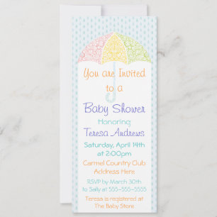Lacy Umbrella Baby shower Invitation Kaart