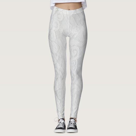 Lacy White Bruids  Leggings (Voorkant)