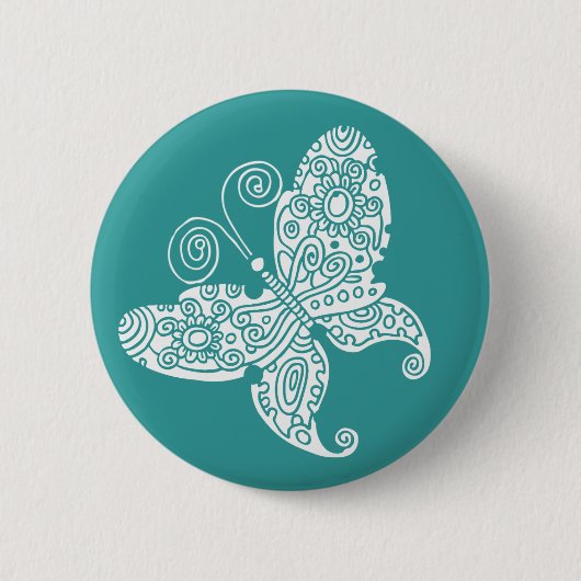 Lacy White Butterfly Ronde Button 5,7 Cm (Voorkant)