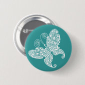 Lacy White Butterfly Ronde Button 5,7 Cm (Voorkant /achterkant)