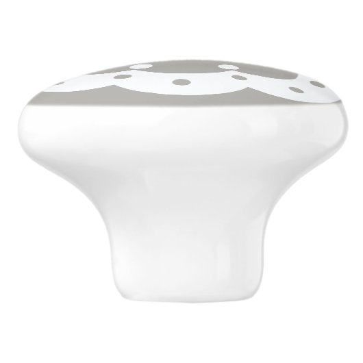 Lacy white cutout, vrolijk, grijs keramische knop (Zijkant)