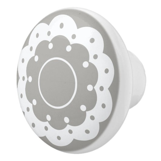 Lacy white cutout, vrolijk, grijs keramische knop (Rechts)