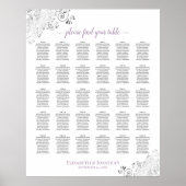 Lacy White Lavender 30 Table Wedding Seating Chart Poster (Voorkant)
