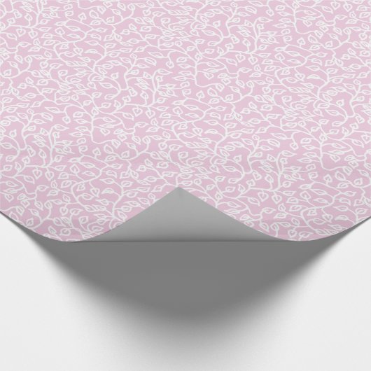 Lacy White Pattern of Leaves op Bord Fondant Pink Cadeaupapier (Hoek)