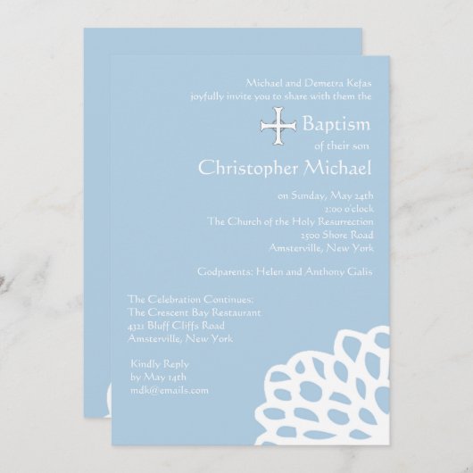 Lacy White Religious Invitation Kaart (Voorkant / Achterkant)