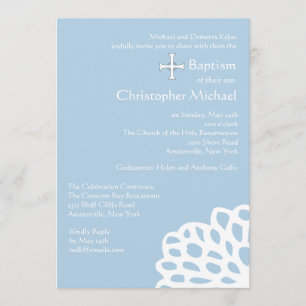 Lacy White Religious Invitation Kaart