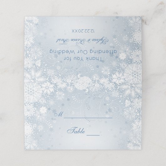 Lacy White Snowflakes op Silver Blue Plaatskaartje (Buitenkant ongevouwen)