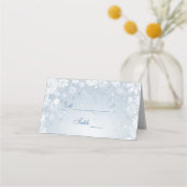 Lacy White Snowflakes op Silver Blue Plaatskaartje (Voorkant)