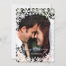 Lacy Winter Photo Holiday Kaart