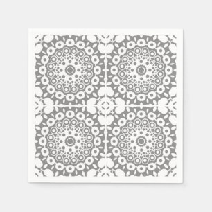 Lacy witte vierkanten op een lichtgrijze achtergro servet