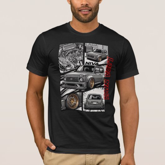 Lada Niva JDM Manga Paneel T-shirt (Voorkant)