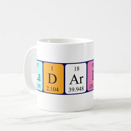 Ladarius periodieke lijstnaam mok (Voorkant links)