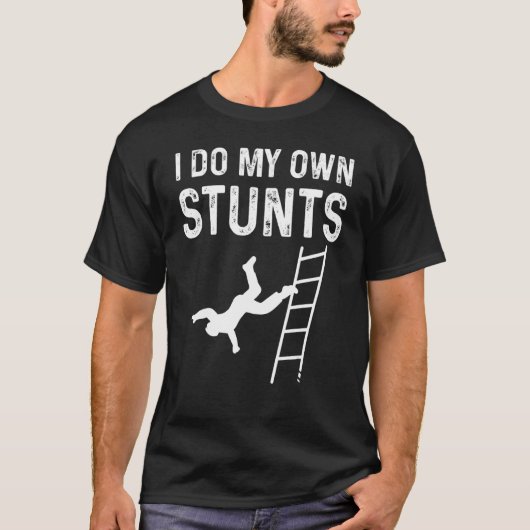 Ladder die omlaag gaat met eigen stunts t-shirt (Voorkant)