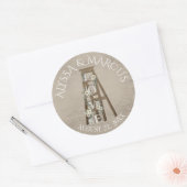  ladder en lantaarn rustieke schuur bruiloft Cl Ronde Sticker (Envelop)