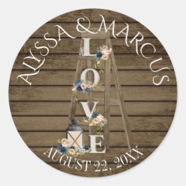 Ladder en Lantern Rustic Barn Wedding Ronde Sticker