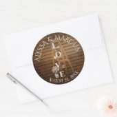 ladder en rustieke schuur hout bruiloft ronde sticker (Envelop)