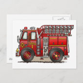 Ladder Fire Truck Briefkaart (Voorkant / Achterkant)