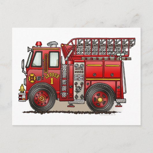 Ladder Fire Truck Briefkaart (Voorkant)