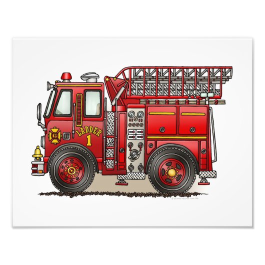 Ladder Fire Truck Foto Afdruk (Voorkant)
