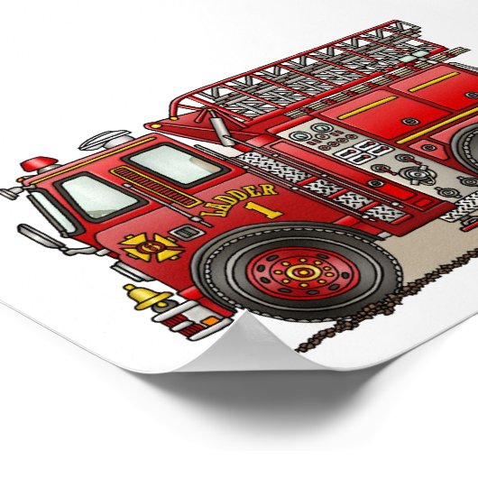 Ladder Fire Truck Poster (Hoek)