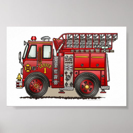 Ladder Fire Truck Poster (Voorkant)