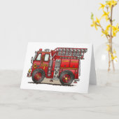 Ladder Fire Truck Wenskaart Kaart (Gele Bloem)