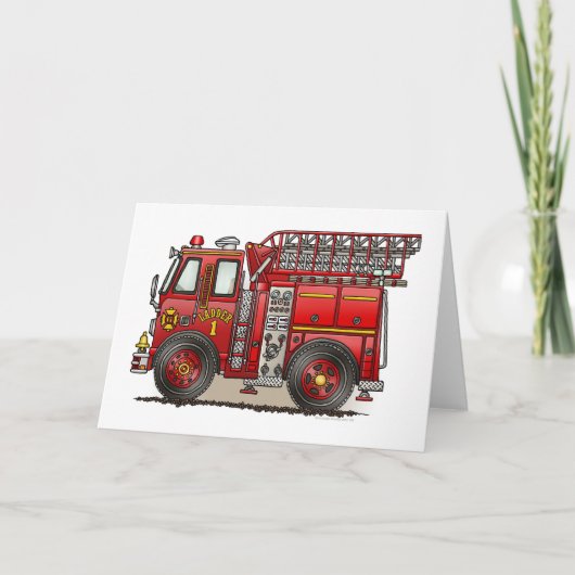 Ladder Fire Truck Wenskaart Kaart (Voorkant)