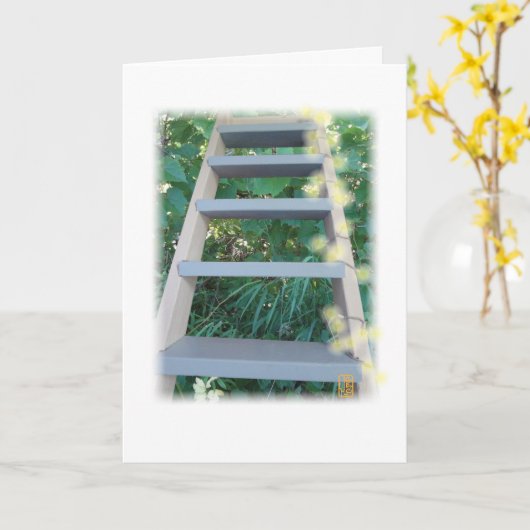 Ladder op wit Inspirerend Kaart (Gele Bloem)